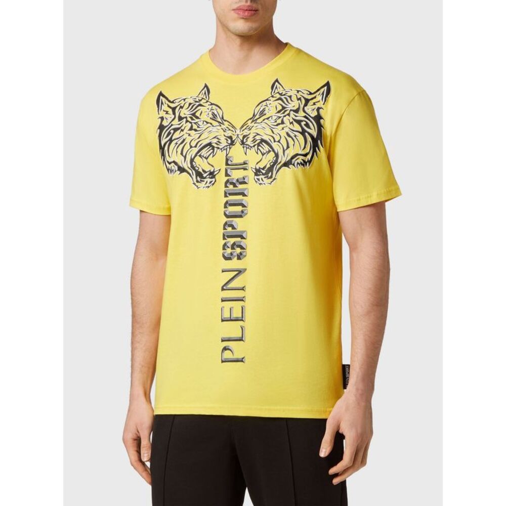 Plein Sport Men Plein Sport Cotton T-Shirt With Graphic Print And Contrast Logo